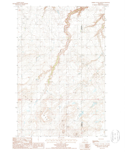 Classic USGS Timber Coulee South Montana 7.5'x7.5' Topo Map Image