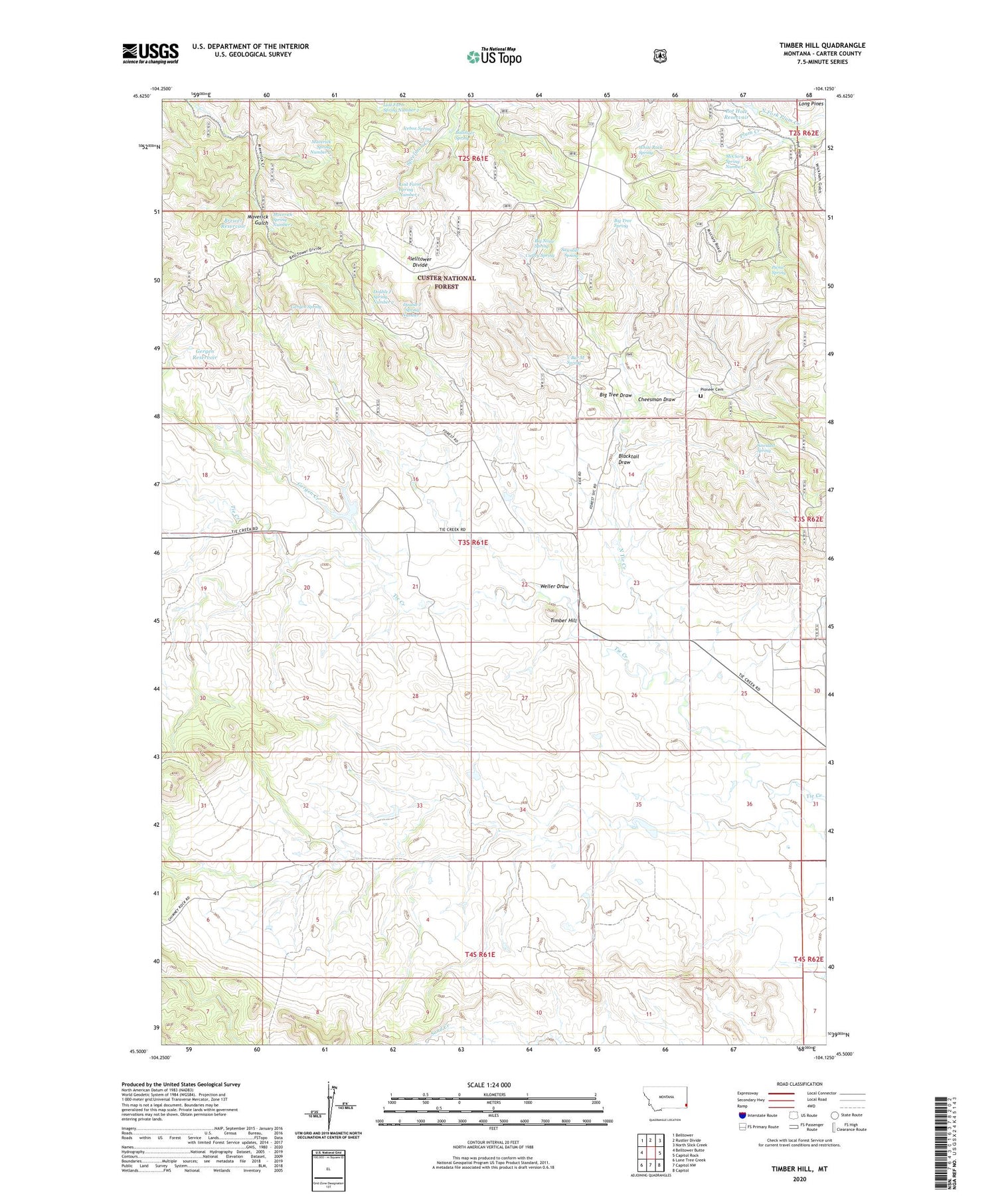 Timber Hill Montana US Topo Map Image