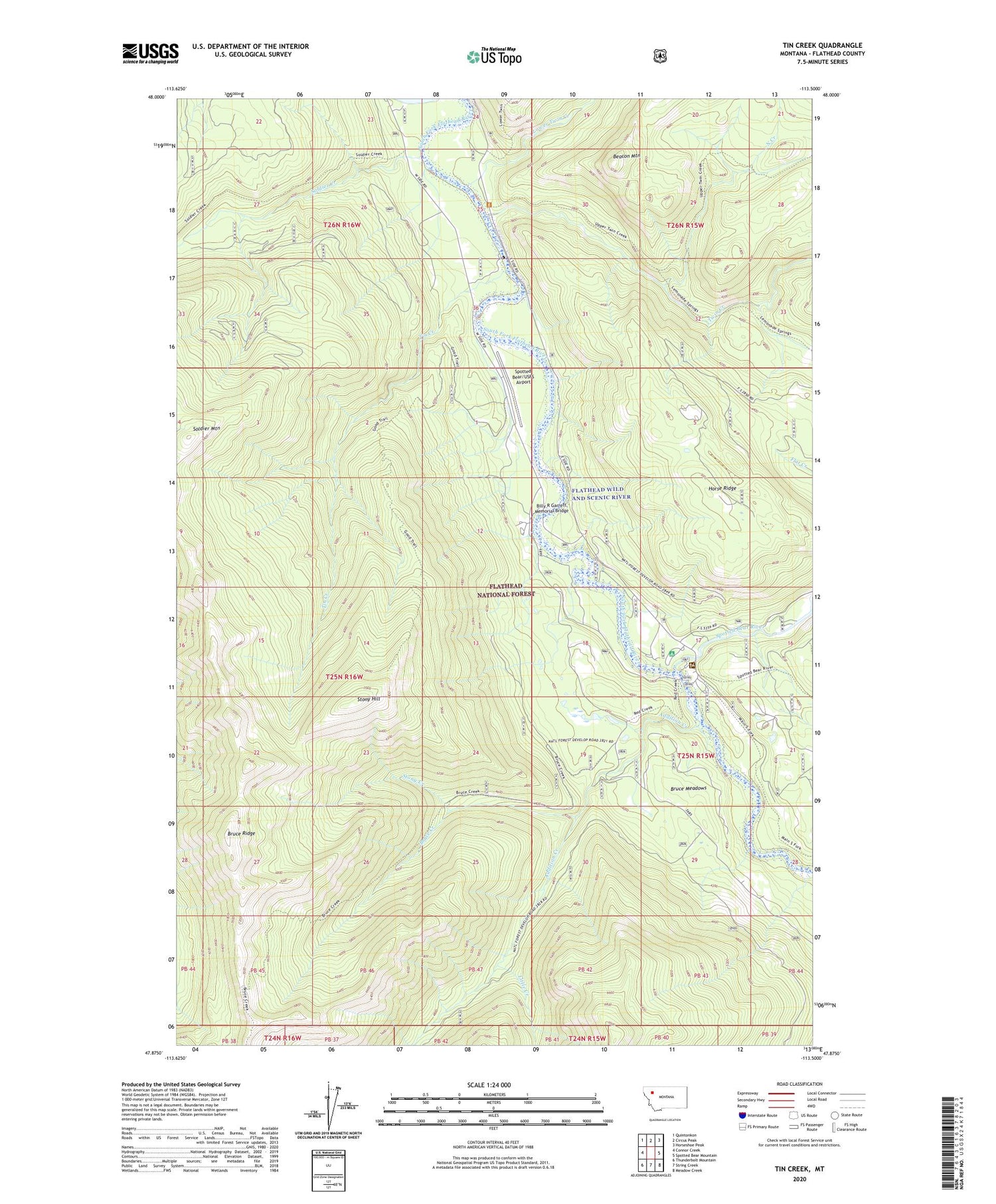 Tin Creek Montana US Topo Map Image