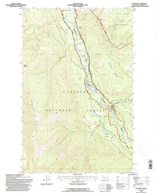 Classic USGS Tin Creek Montana 7.5'x7.5' Topo Map Image