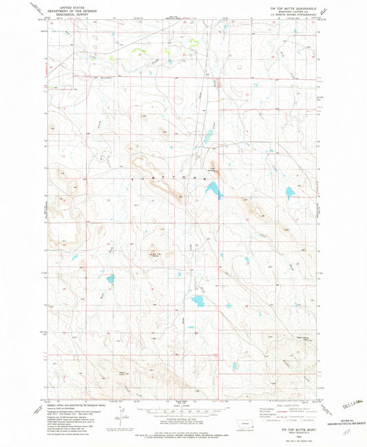 Classic USGS Tip Top Butte Montana 7.5'x7.5' Topo Map Image
