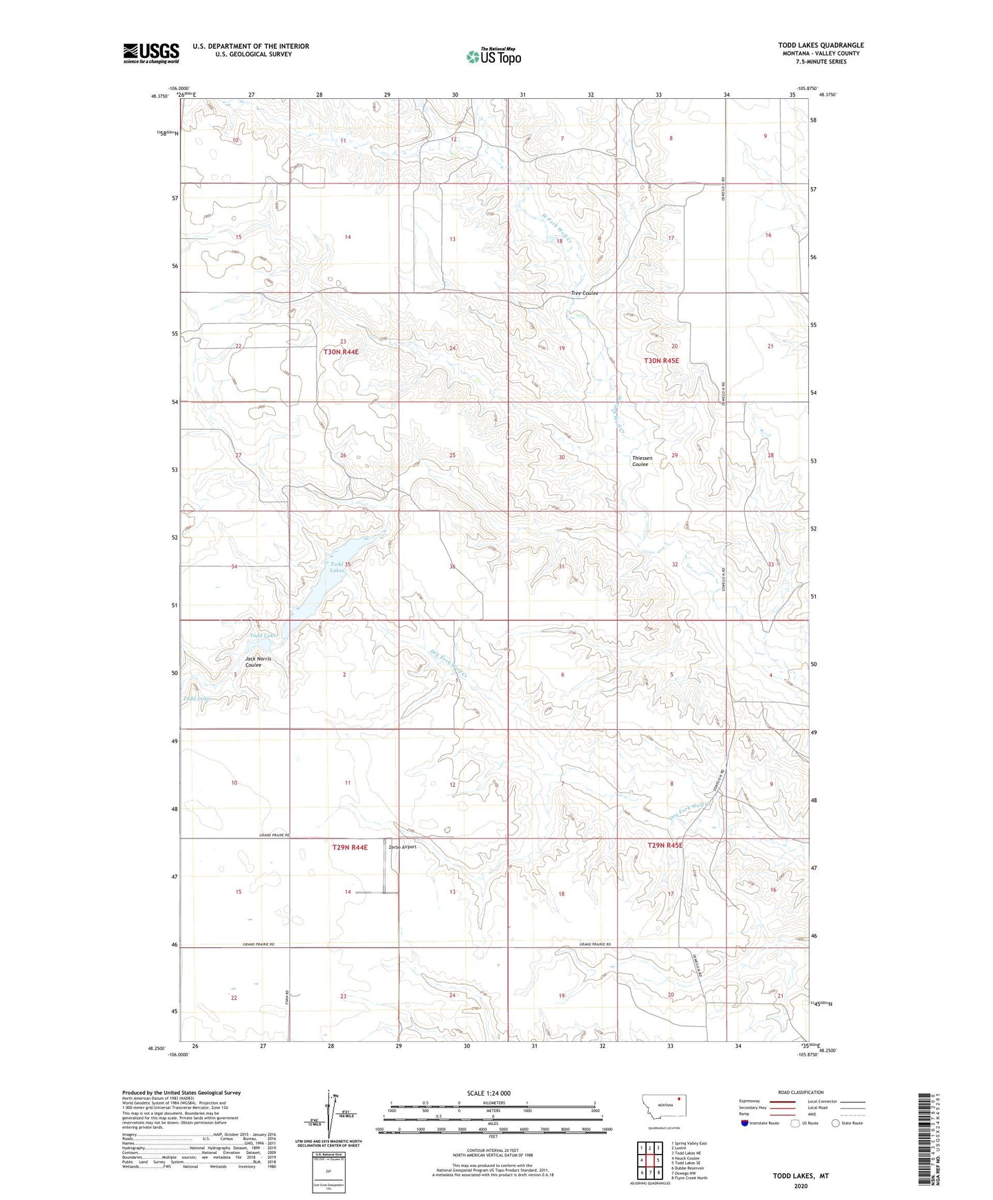 Todd Lakes Montana US Topo Map Image