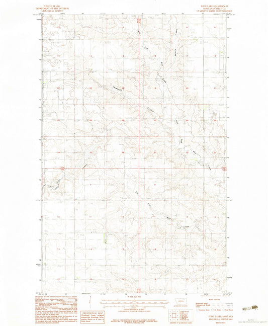 Classic USGS Todd Lakes Montana 7.5'x7.5' Topo Map Image
