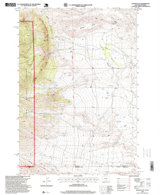Classic USGS Tolman Flat Montana 7.5'x7.5' Topo Map Image