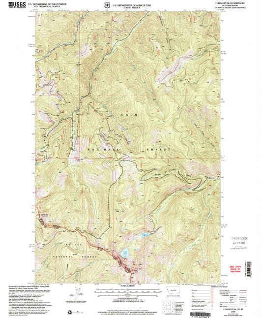 Classic USGS Torino Peak Montana 7.5'x7.5' Topo Map Image