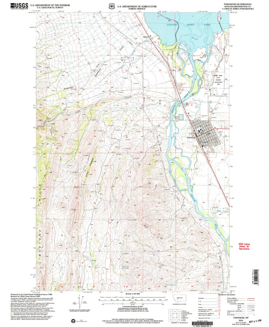 Classic USGS Townsend Montana 7.5'x7.5' Topo Map Image