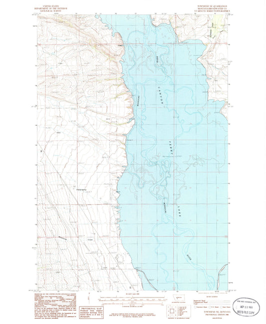 Classic USGS Townsend NE Montana 7.5'x7.5' Topo Map Image