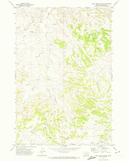 Classic USGS Trail Creek School Montana 7.5'x7.5' Topo Map Image