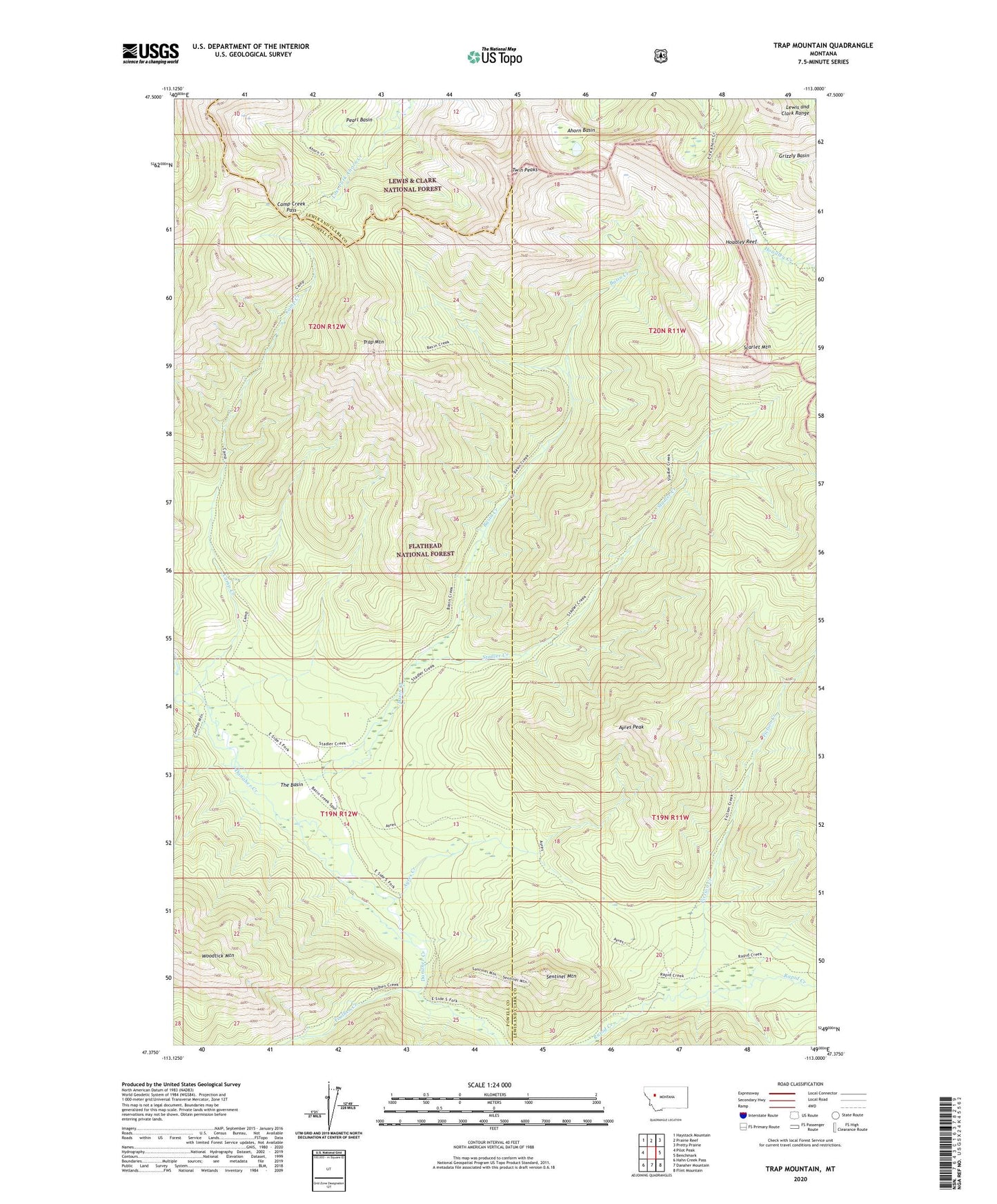 Trap Mountain Montana US Topo Map Image