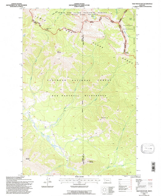 Classic USGS Trap Mountain Montana 7.5'x7.5' Topo Map Image