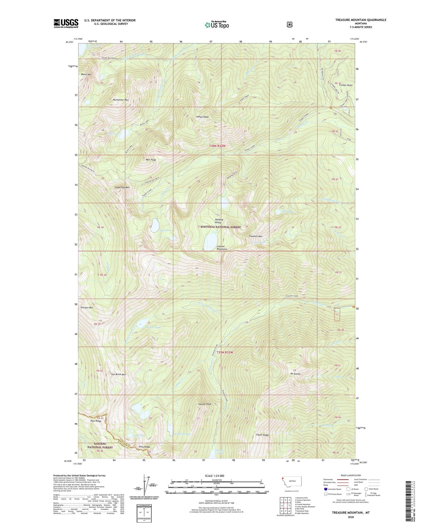 Treasure Mountain Montana US Topo Map Image