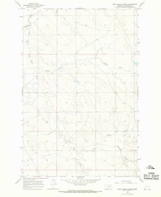 Classic USGS Tree Coulee School Montana 7.5'x7.5' Topo Map Image