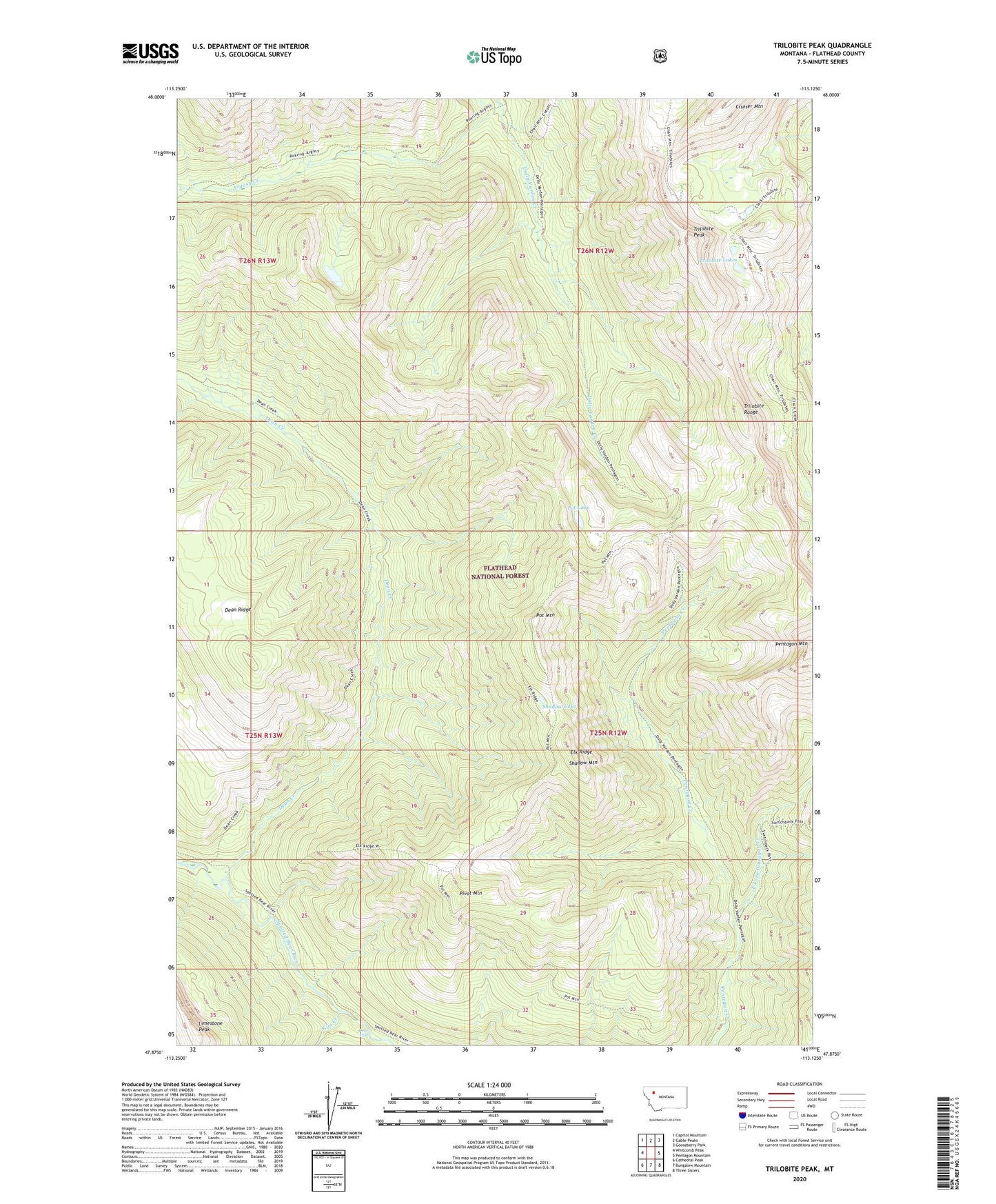 Trilobite Peak Montana US Topo Map Image