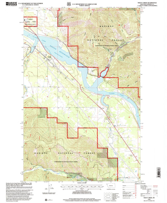 Classic USGS Trout Creek Montana 7.5'x7.5' Topo Map Image