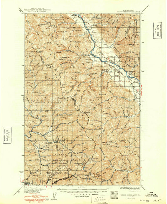 Historic 1935 Trout Creek Montana 30'x30' Topo Map Image