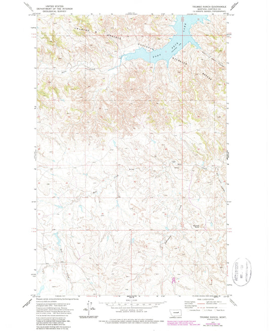 Classic USGS Trumbo Ranch Montana 7.5'x7.5' Topo Map Image