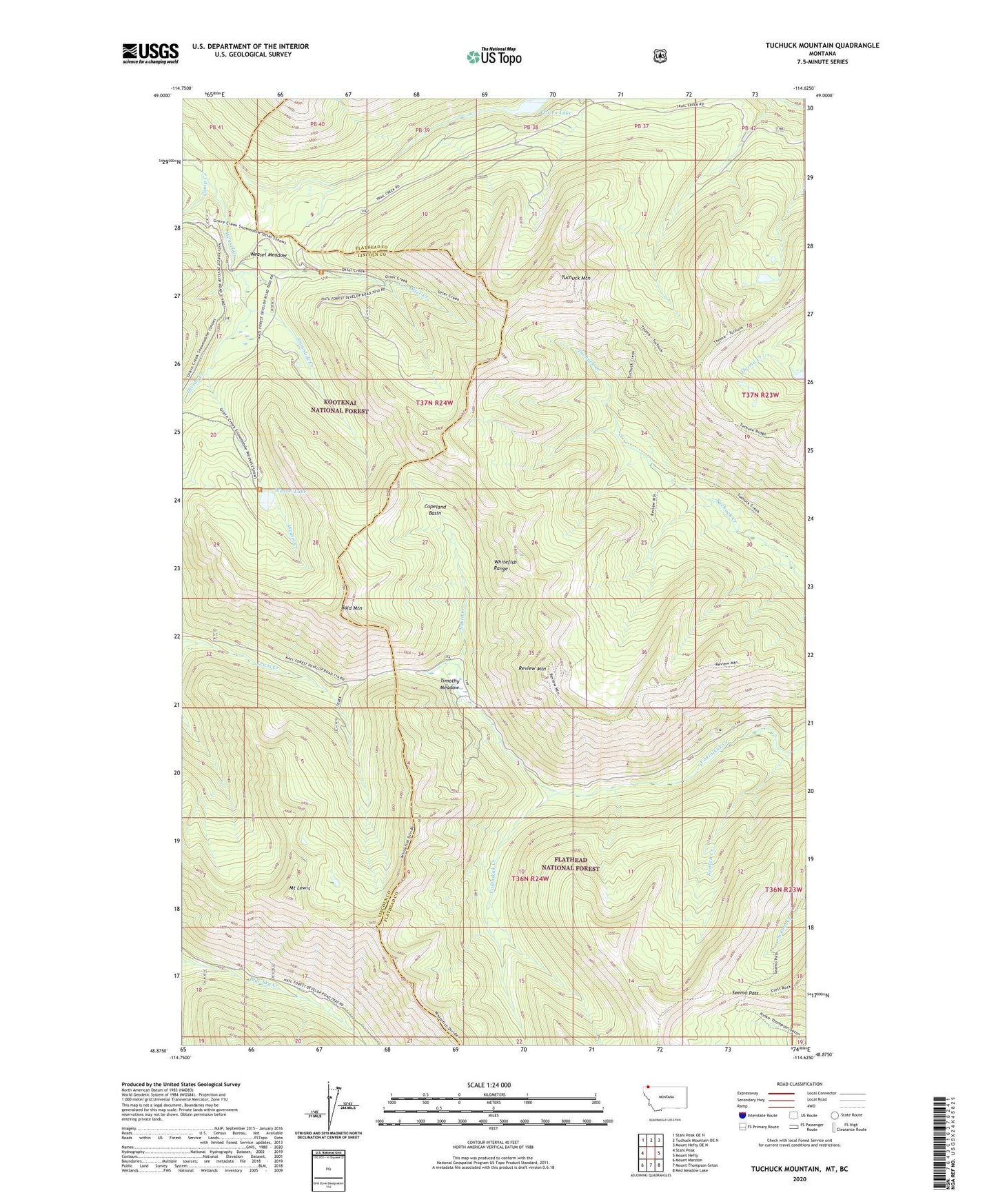 Tuchuck Mountain Montana US Topo Map Image