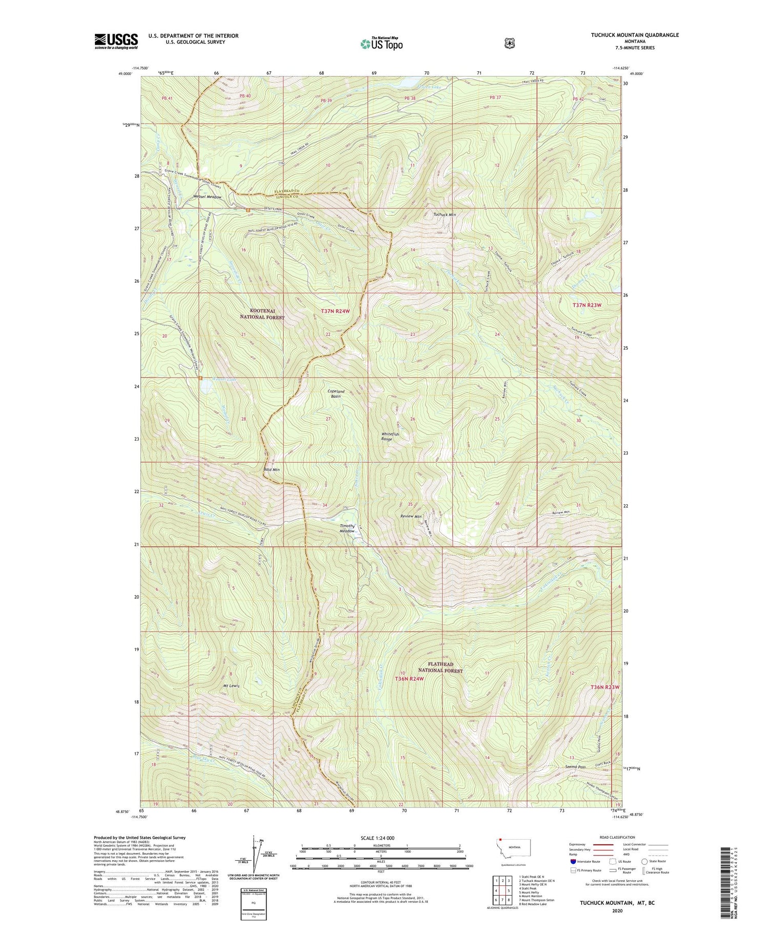 Tuchuck Mountain Montana US Topo Map Image