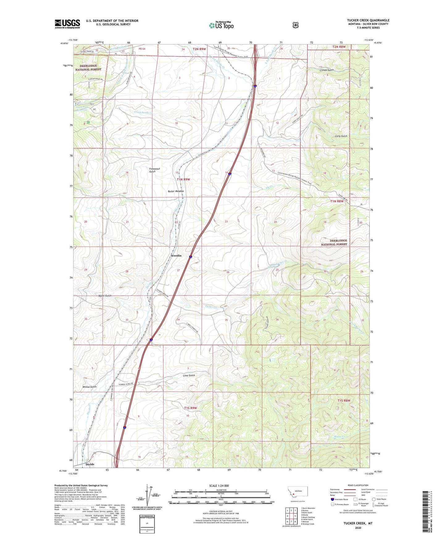 Tucker Creek Montana US Topo Map Image