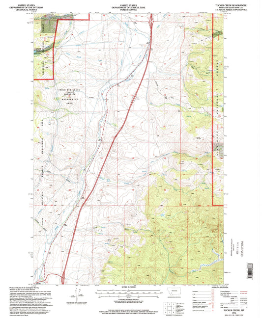 Classic USGS Tucker Creek Montana 7.5'x7.5' Topo Map Image