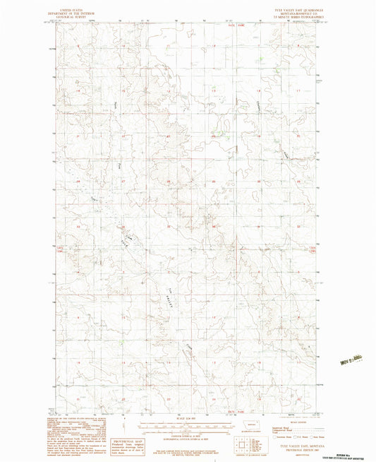 Classic USGS Tule Valley East Montana 7.5'x7.5' Topo Map Image