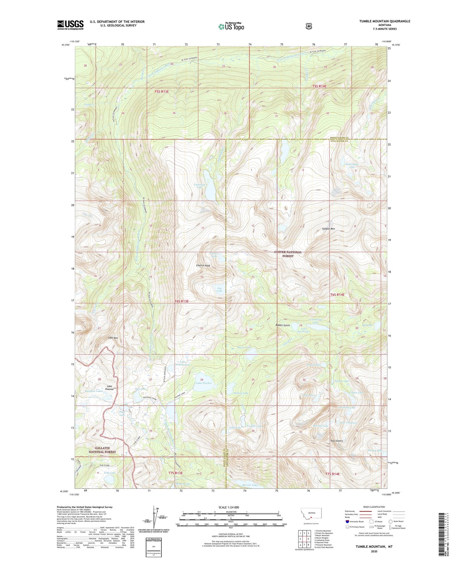 Tumble Mountain Montana US Topo Map Image