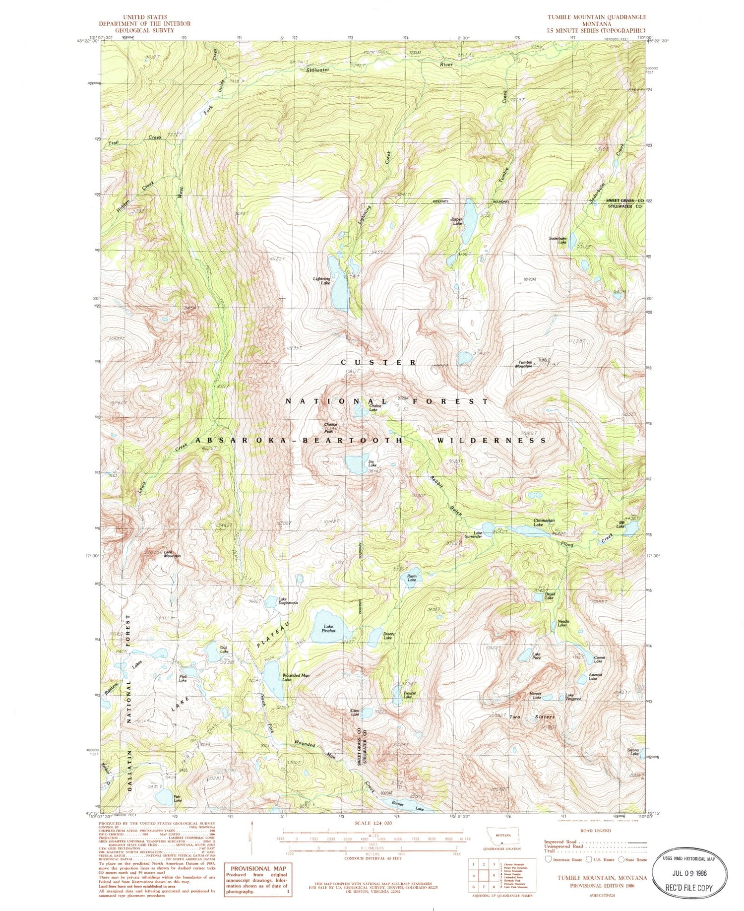 USGS Classic Tumble Mountain Montana 7.5'x7.5' Topo Map Image