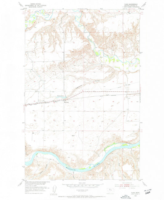 Classic USGS Tunis Montana 7.5'x7.5' Topo Map Image