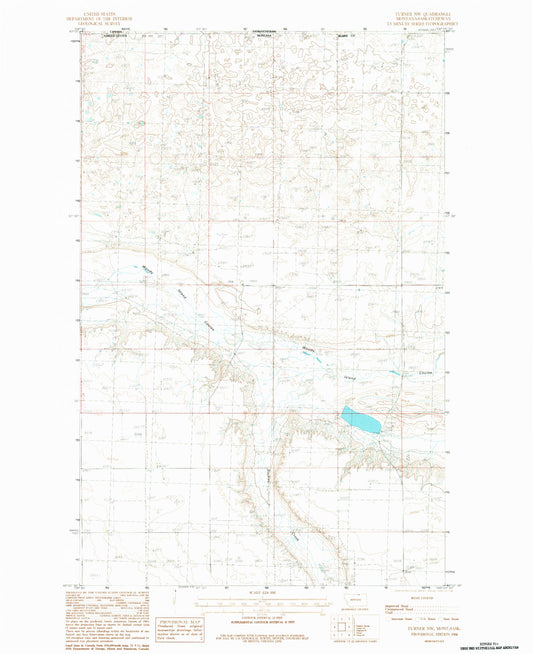 Classic USGS Turner NW Montana 7.5'x7.5' Topo Map Image