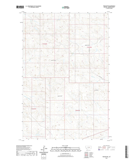 Twin Buttes Montana US Topo Map Image
