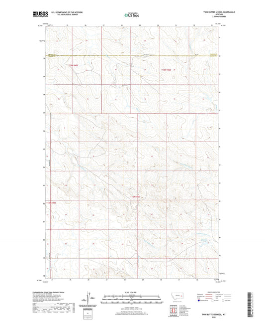 Twin Buttes School Montana US Topo Map Image