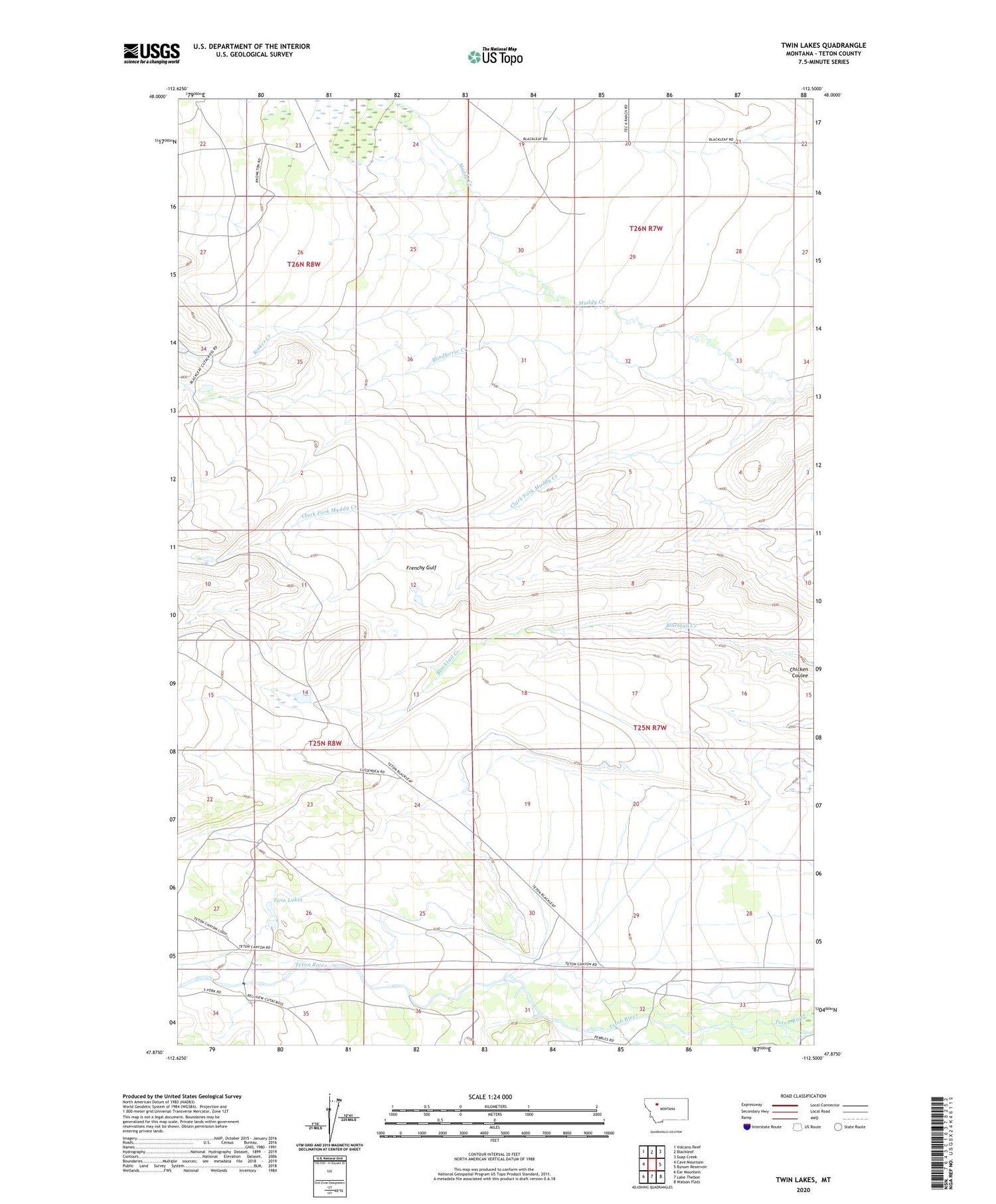 Twin Lakes Montana US Topo Map Image