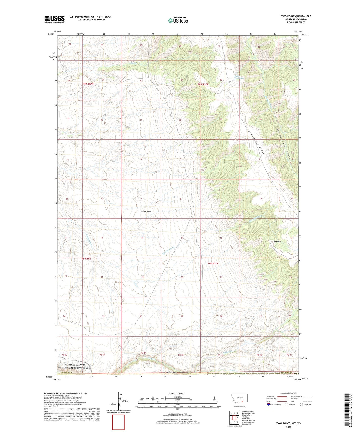 Two Point Montana US Topo Map Image