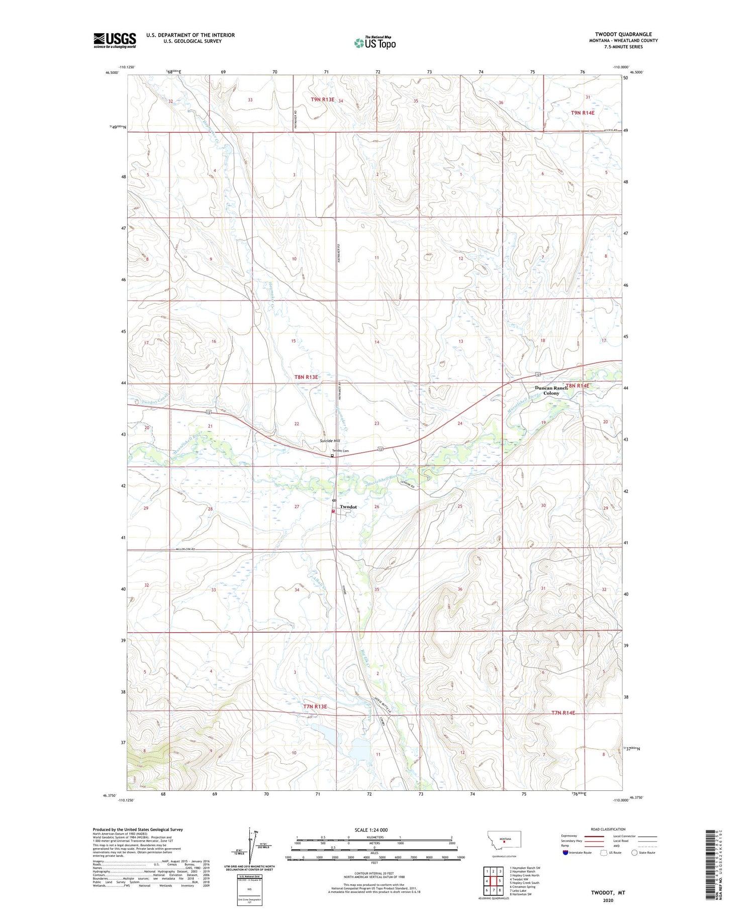 Twodot Montana US Topo Map Image