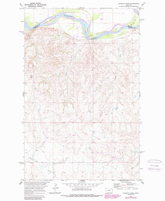 Classic USGS Twomile Creek Montana 7.5'x7.5' Topo Map Image