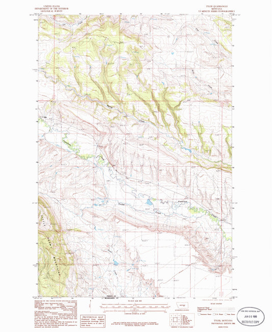 Classic USGS Tyler Montana 7.5'x7.5' Topo Map Image