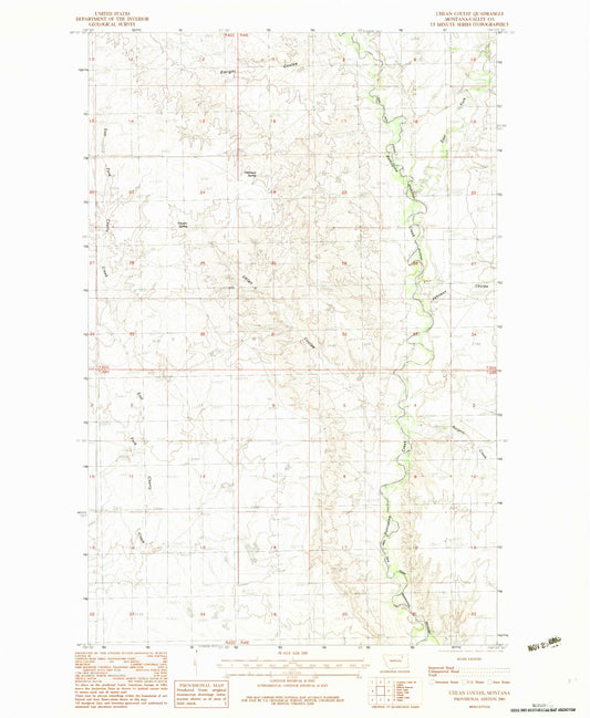 Classic USGS Uhlan Coulee Montana 7.5'x7.5' Topo Map Image