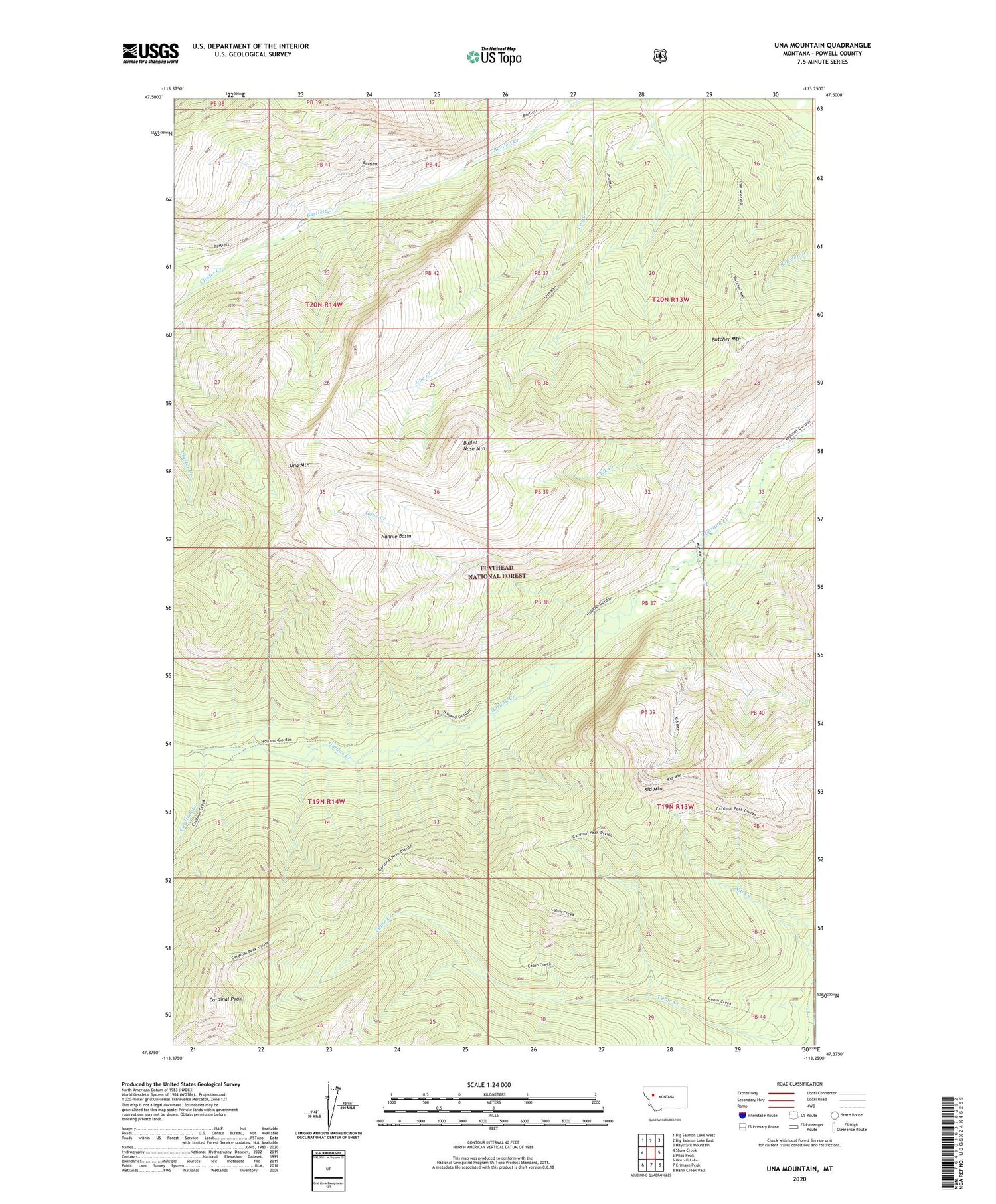 Una Mountain Montana US Topo Map Image