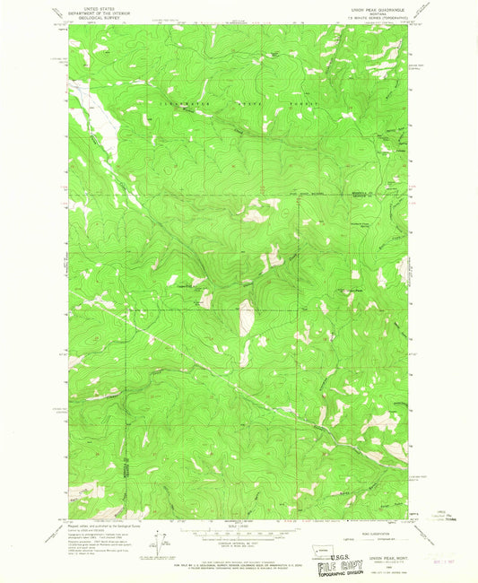 Classic USGS Union Peak Montana 7.5'x7.5' Topo Map Image