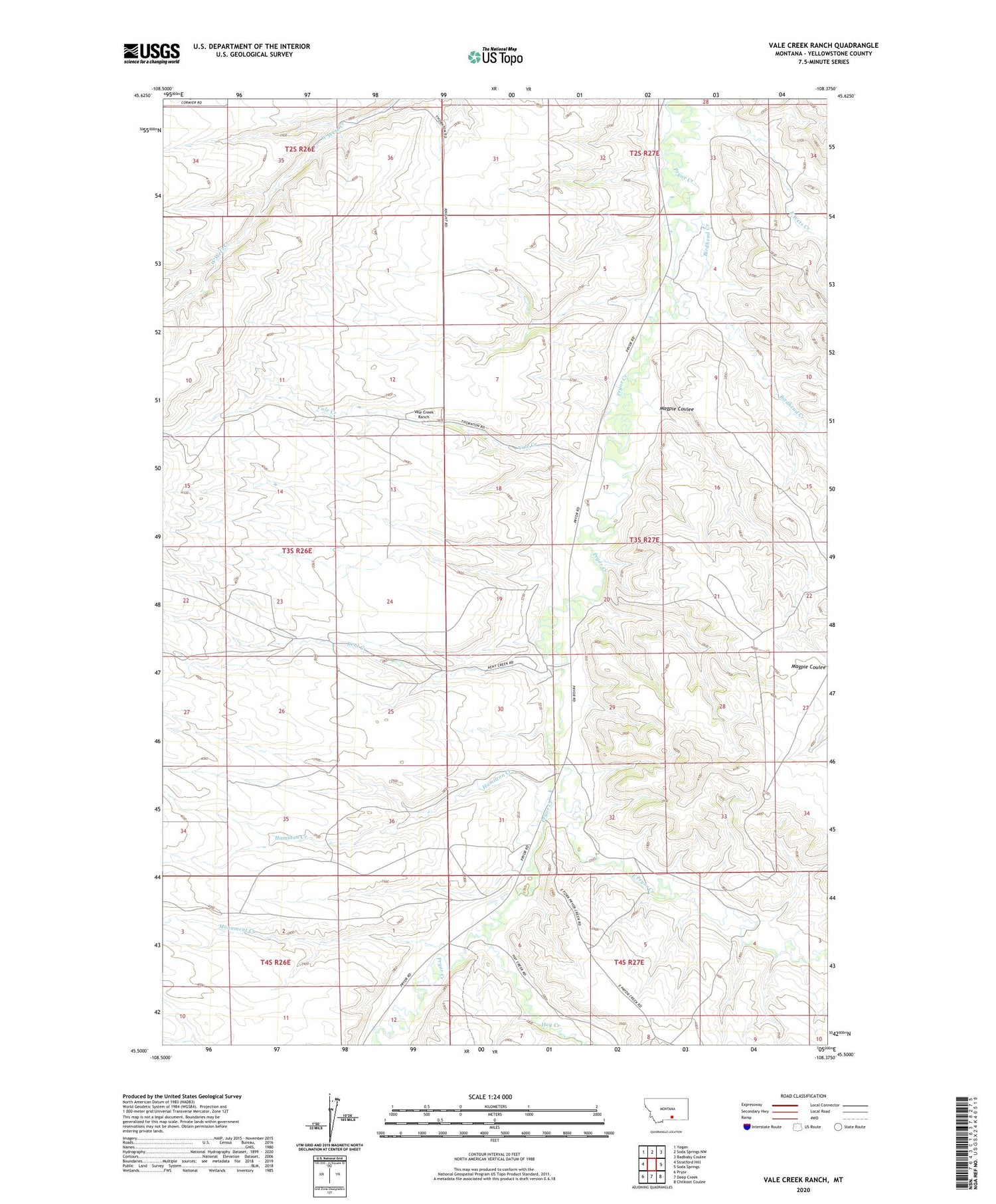 Vale Creek Ranch Montana US Topo Map Image