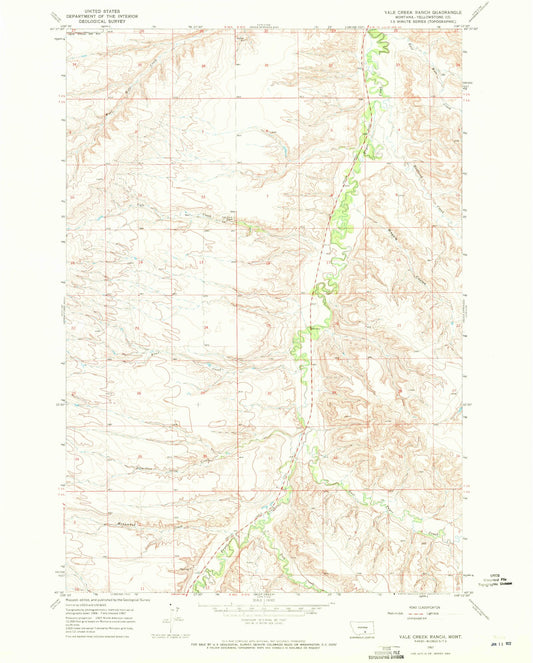 Classic USGS Vale Creek Ranch Montana 7.5'x7.5' Topo Map Image