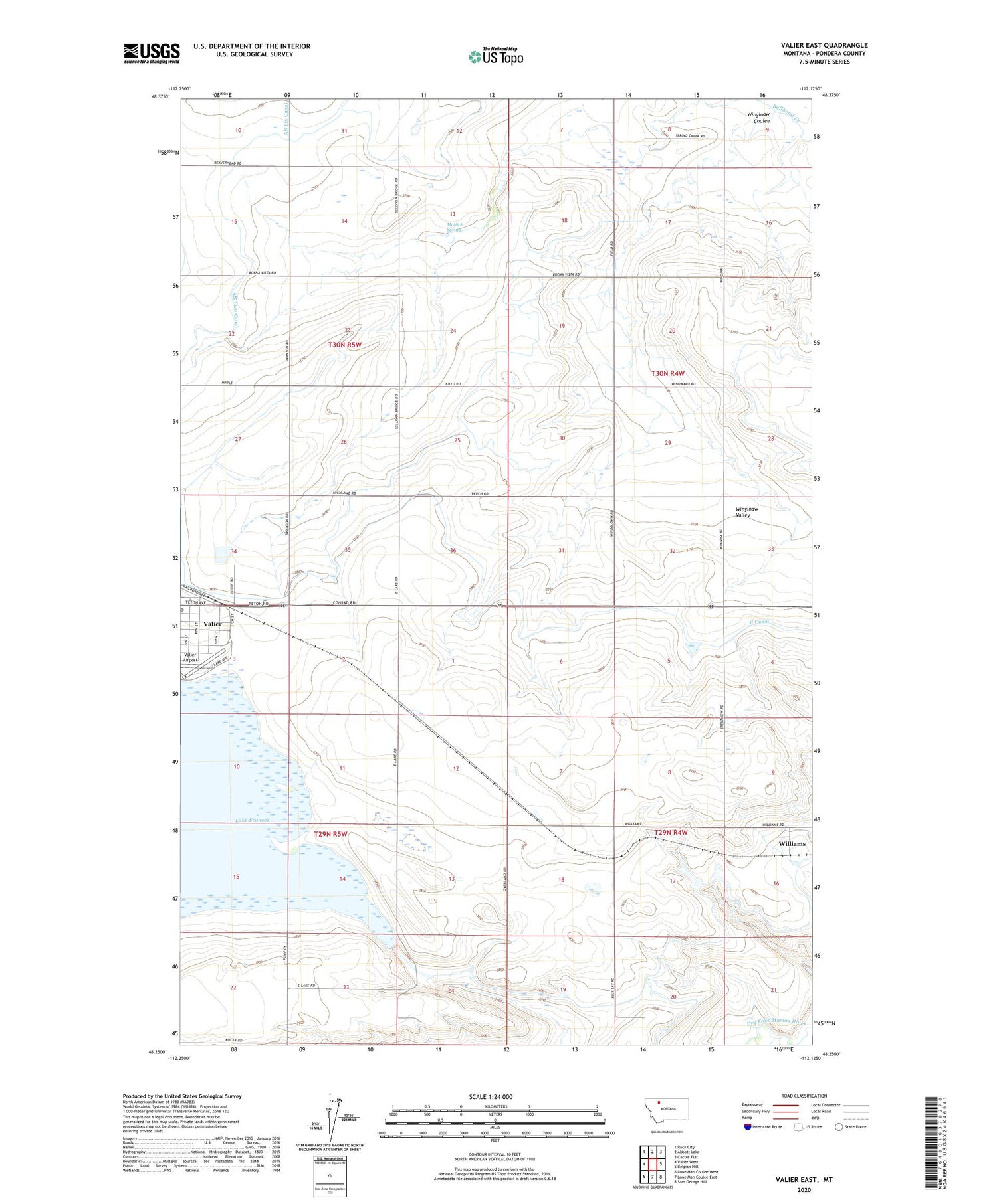 Valier East Montana US Topo Map Image