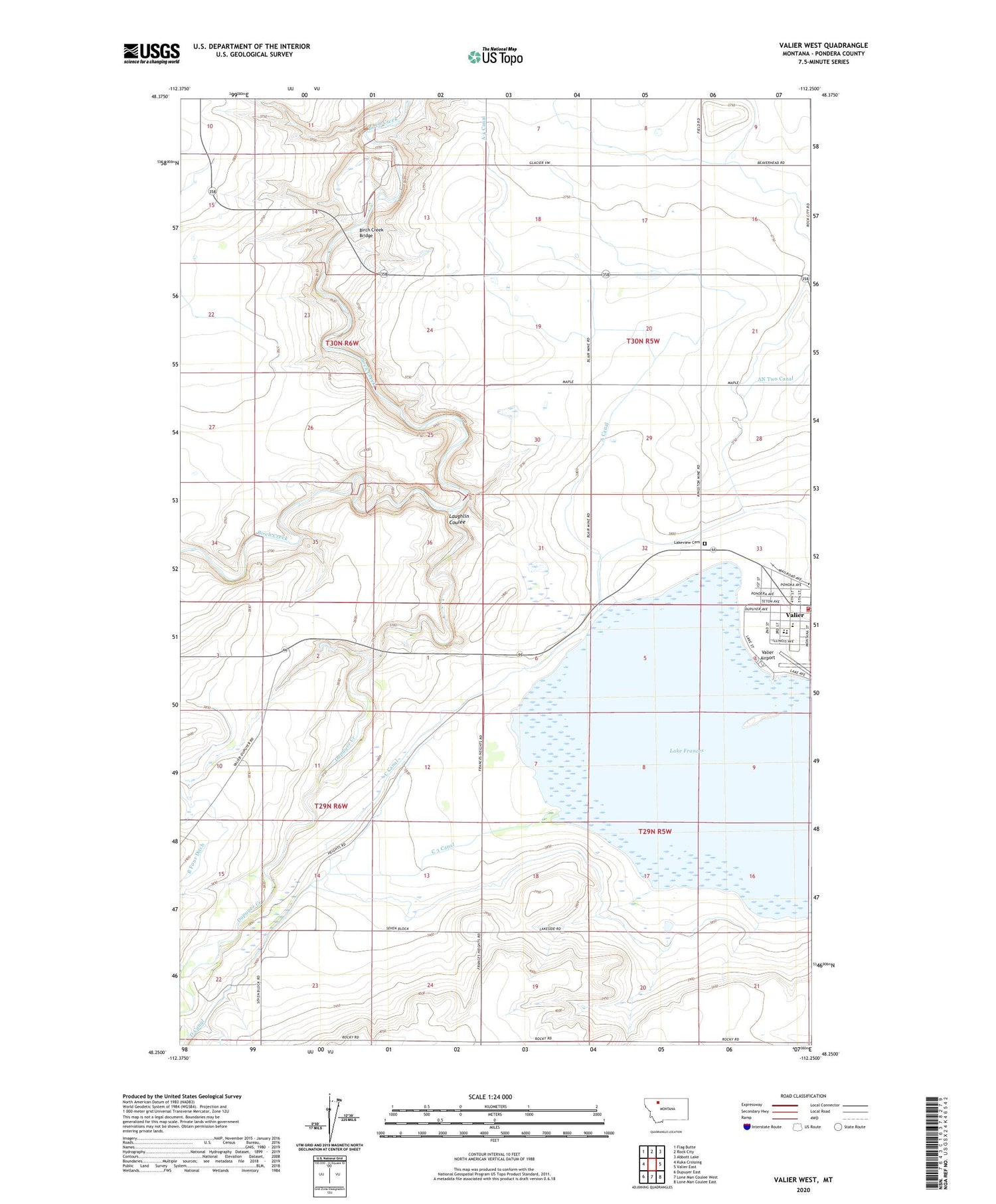 Valier West Montana US Topo Map Image