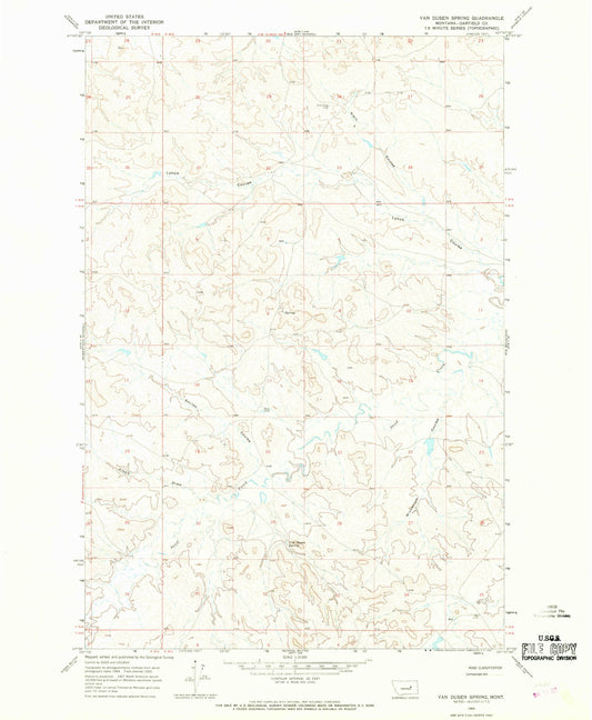 Classic USGS Van Dusen Spring Montana 7.5'x7.5' Topo Map Image