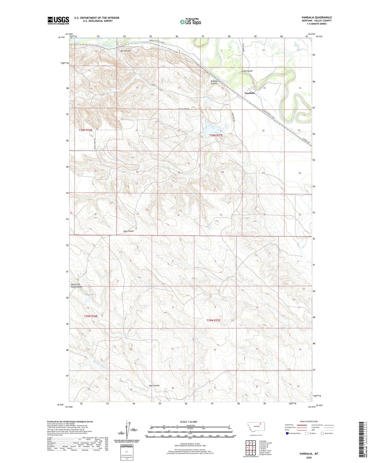 Vandalia Montana US Topo Map Image