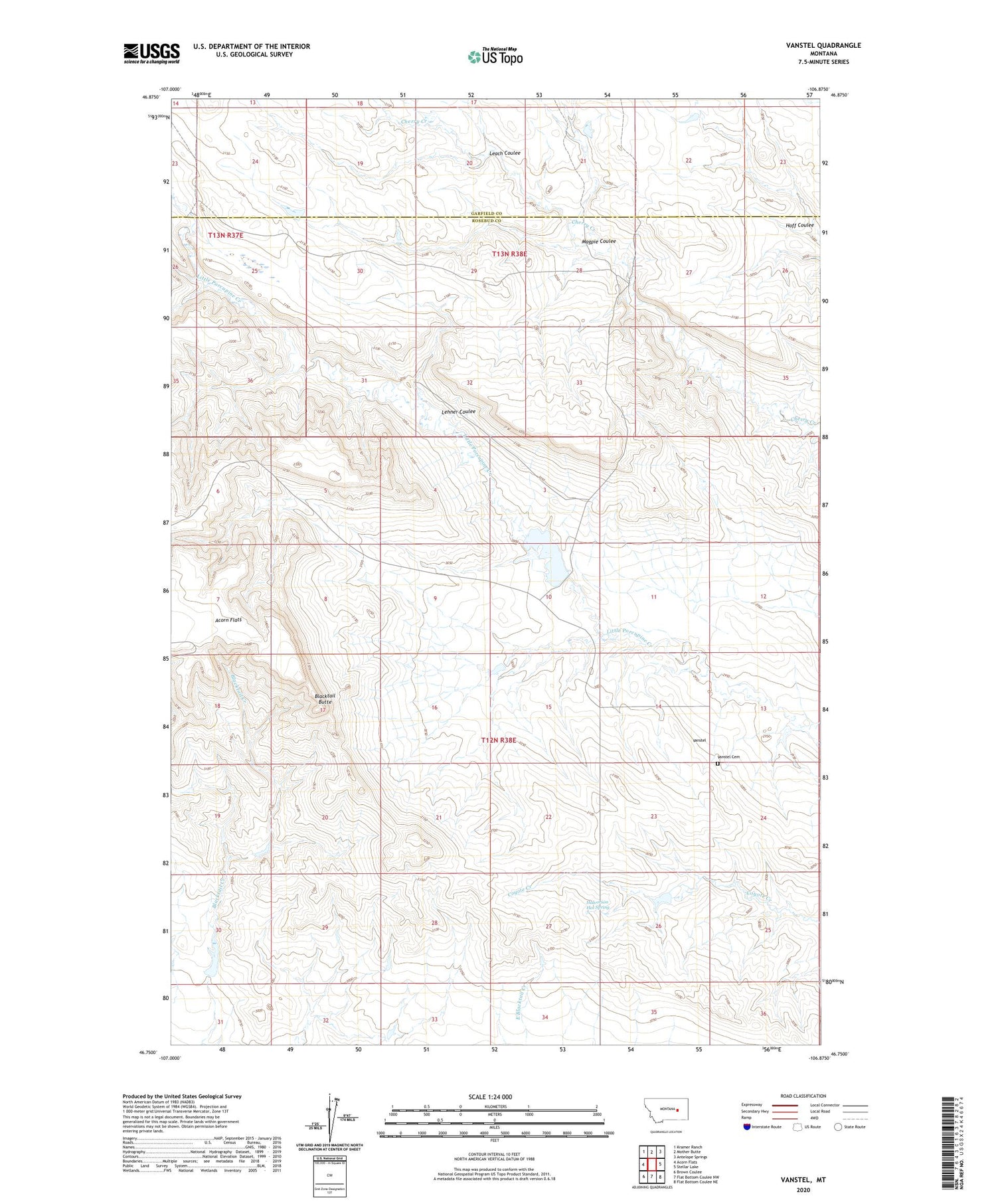 Vanstel Montana US Topo Map Image