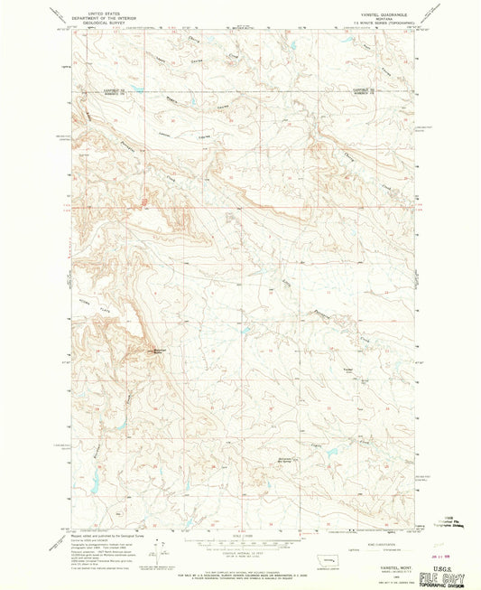 Classic USGS Vanstel Montana 7.5'x7.5' Topo Map Image