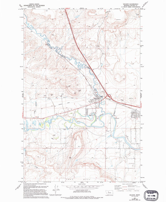 Classic USGS Vaughn Montana 7.5'x7.5' Topo Map Image
