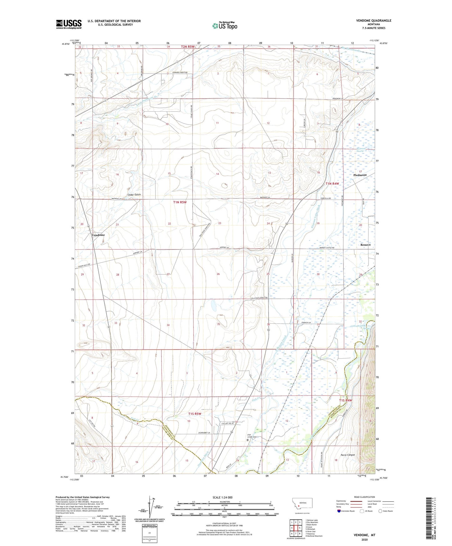 Vendome Montana US Topo Map Image