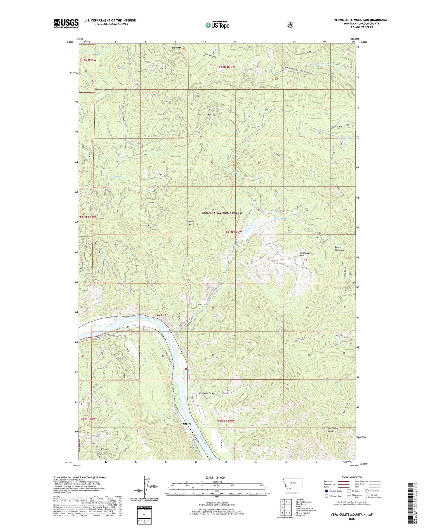 Vermiculite Mountain Montana US Topo Map Image
